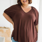 Australian Curvy Womens Tops, Remi Top in Chocolate Brown