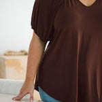 Australian Curvy Womens shirt, Remi Top in Chocolate Brown