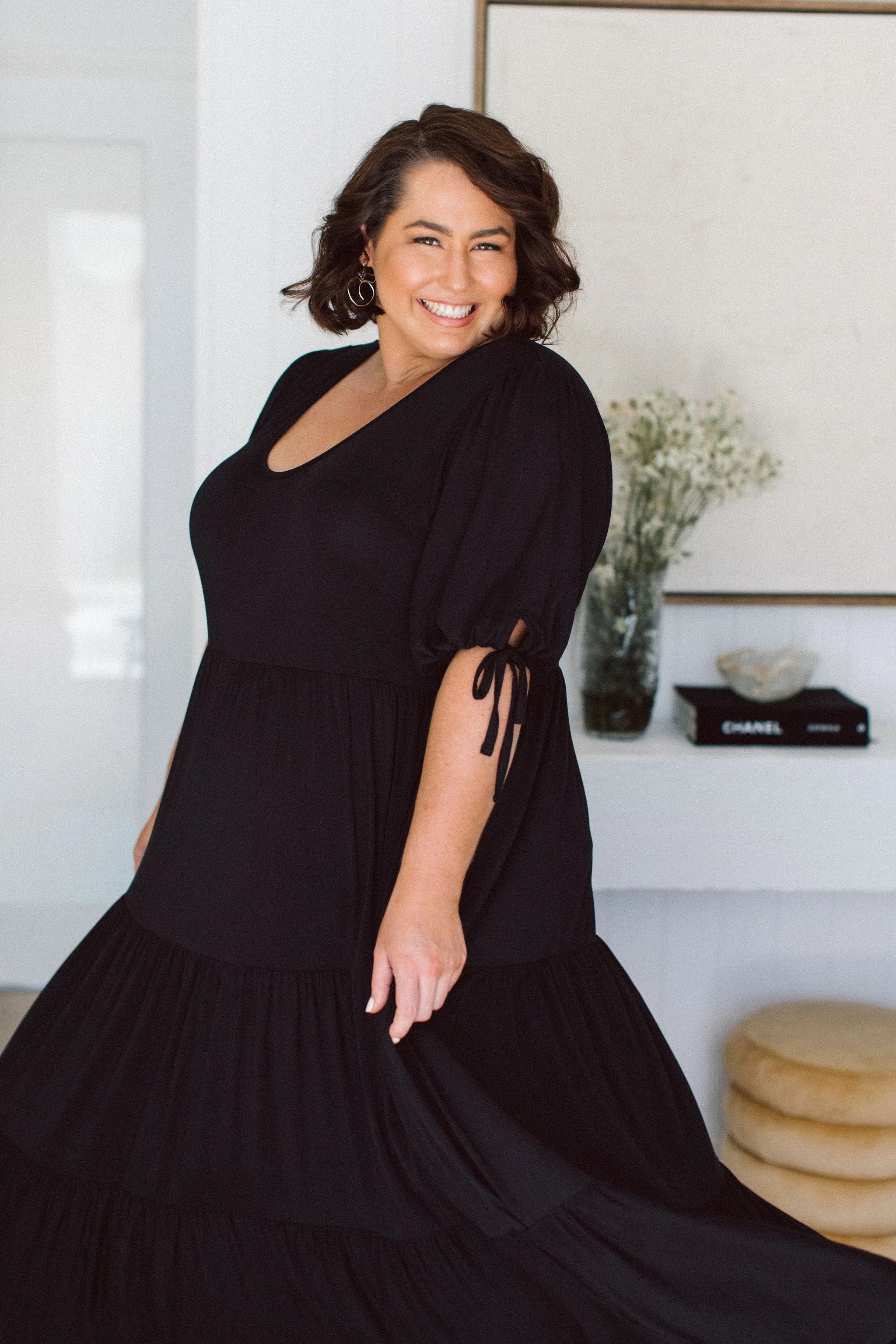 Flattering Black Plus Size Dress - Harlow Dress by Peach The Label