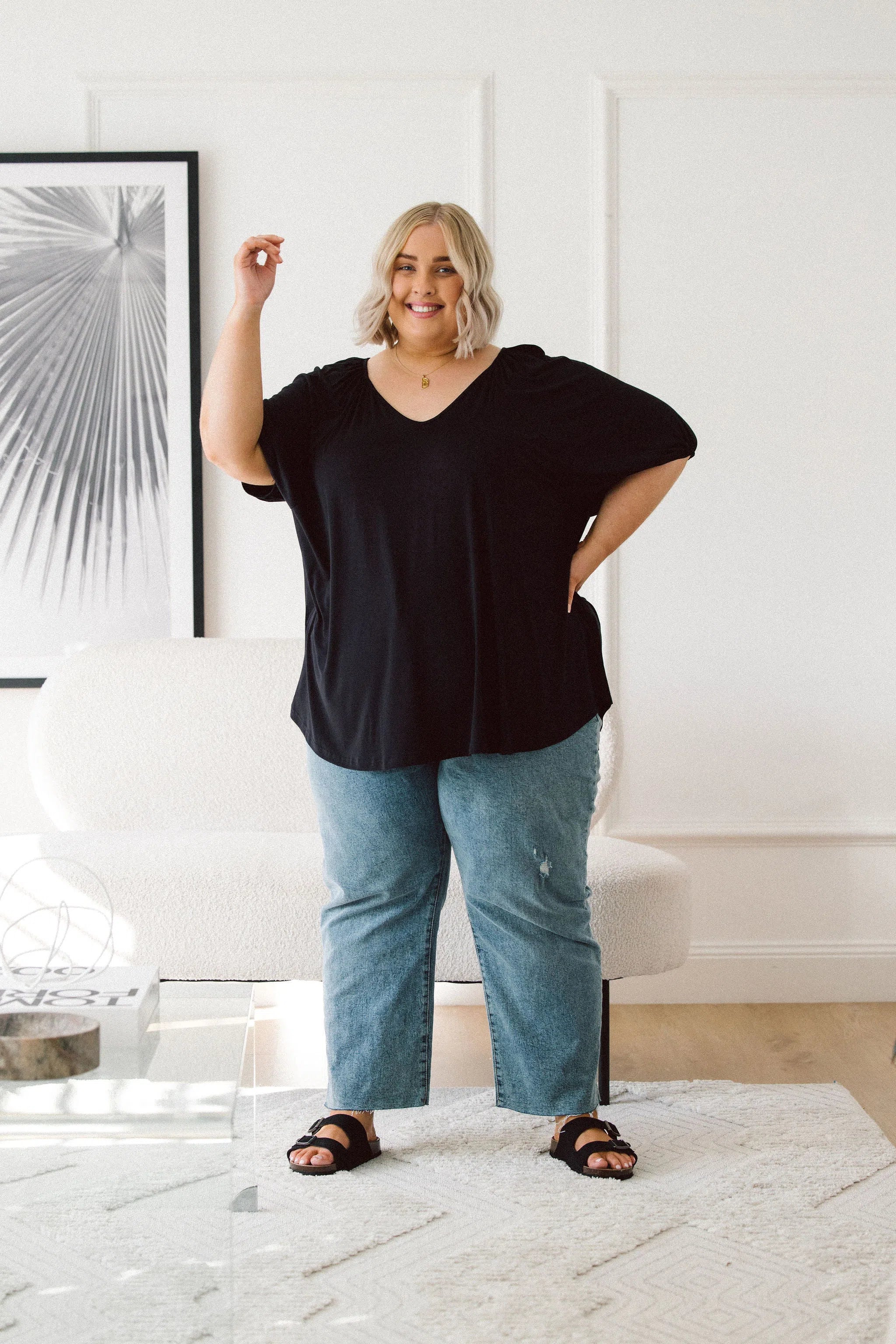 Australian Curvy Womens Tops, Remi Top in black