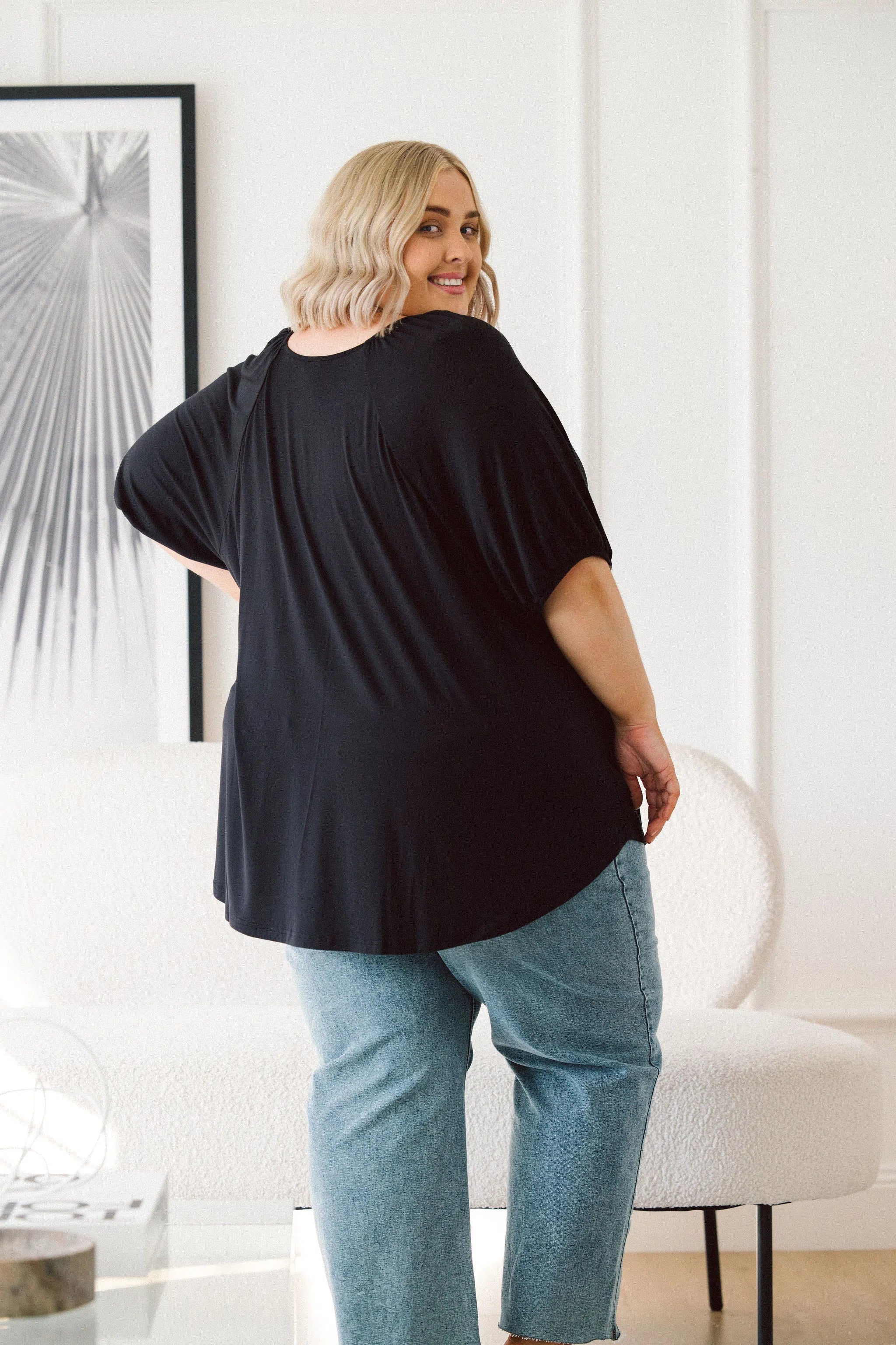 Australian Curvy Womens shirt, Remi Top in black